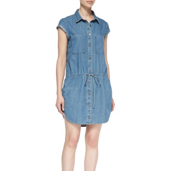 PAIGE Denim Mila Drop-Waist Denim Shirt Dress - Size Small - Picture 10 of 10